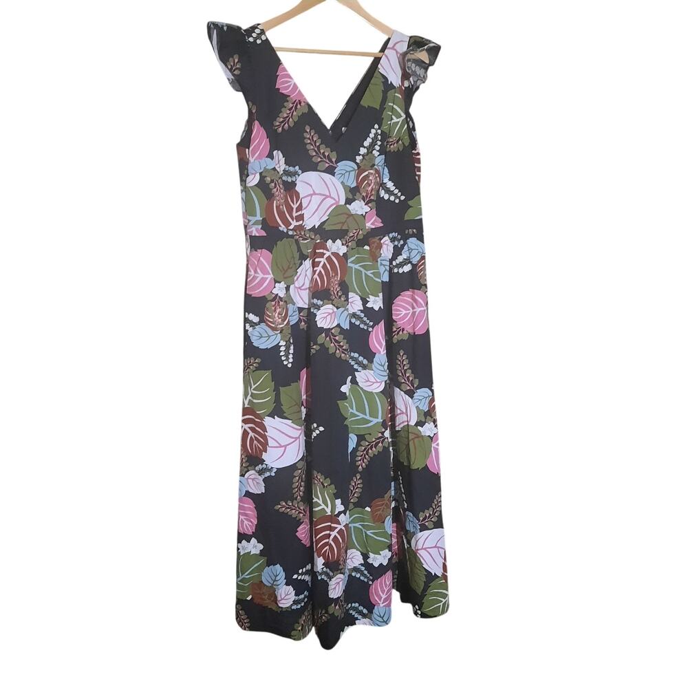 Boden Rare Womens Floral Andrea Frill Sleeve Maxi Dress Size 12R - Picture 3 of 7